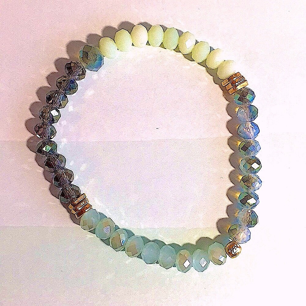 BLUE QUARTZ CRYSTAL AQUA TURQUOISE SEA FOAM GREEN CRYSTAL QUARTZ BRACELET 1  NEW